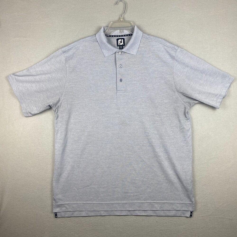 FootJoy FJ Pique Men's XL Polo Shirt Gray Short Sleeve Solid Heather Logo Golf